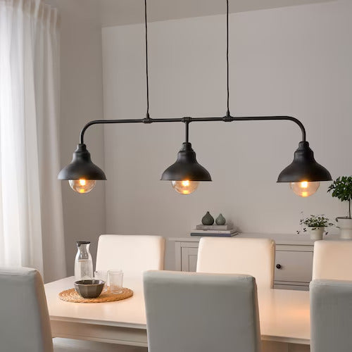 IKEA  AGUNNARYD Pendant lamp with 3 lamps, black, 48 "