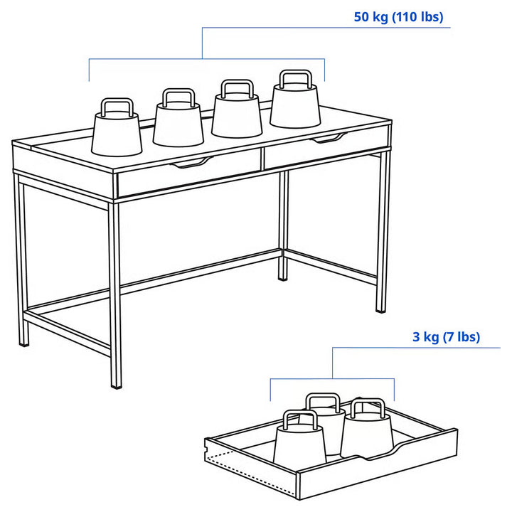 IKEA ALEX Desk, black-blue, 52x22 7/8 "