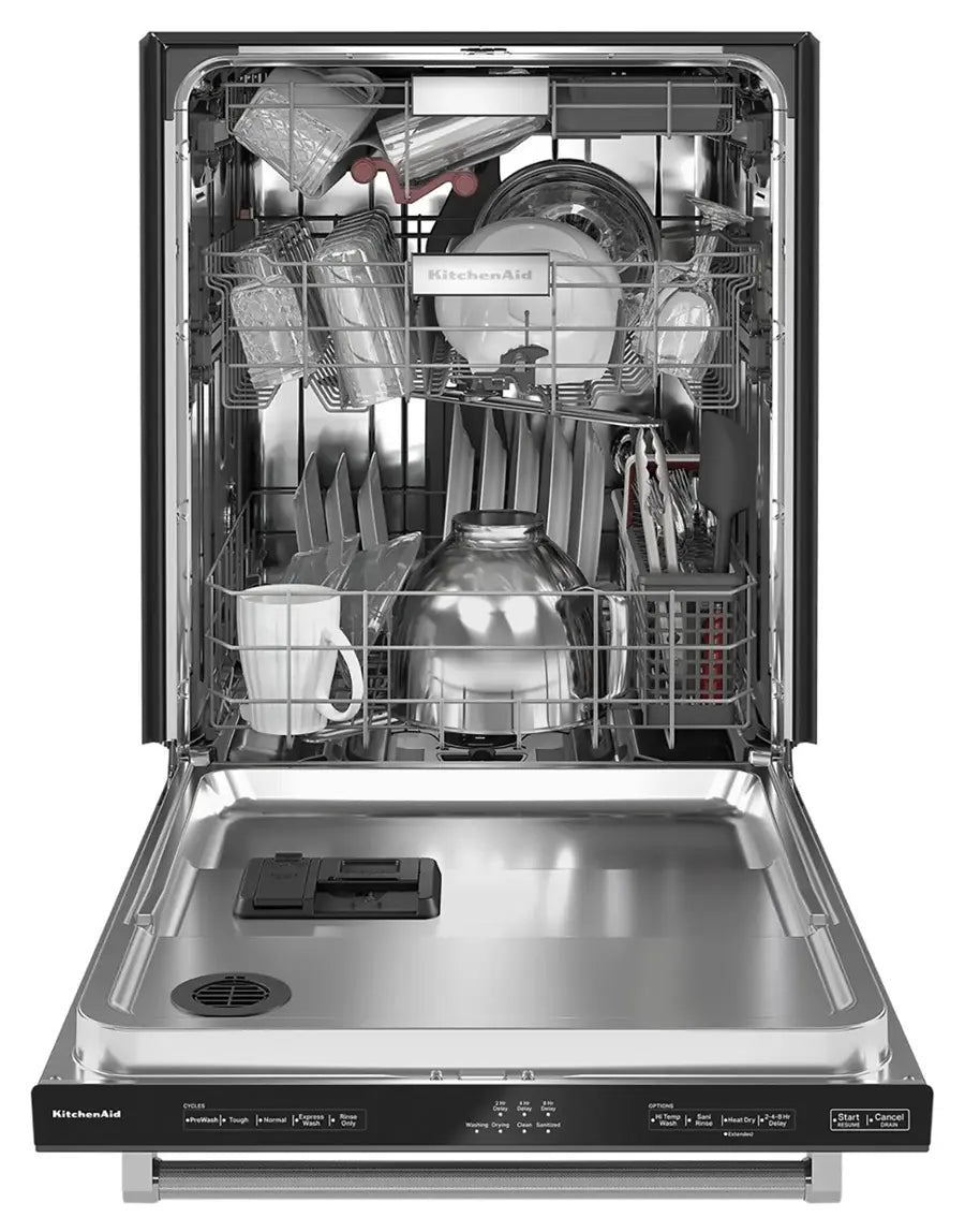 KitchenAid - 24" Top Control Built-In Stainless Steel Tub Dishwasher with 3rd Rack, 50+ Total Wash Jets, 44 dBA - Black stainless steel