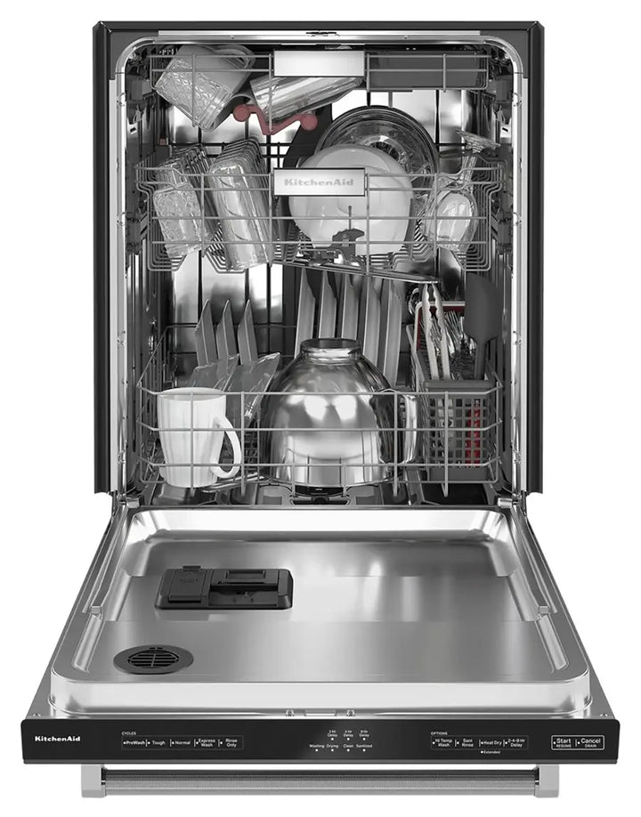 KitchenAid - 24" Top Control Built-In Stainless Steel Tub Dishwasher with 3rd Rack, 50+ Total Wash Jets, 44 dBA - Black stainless steel