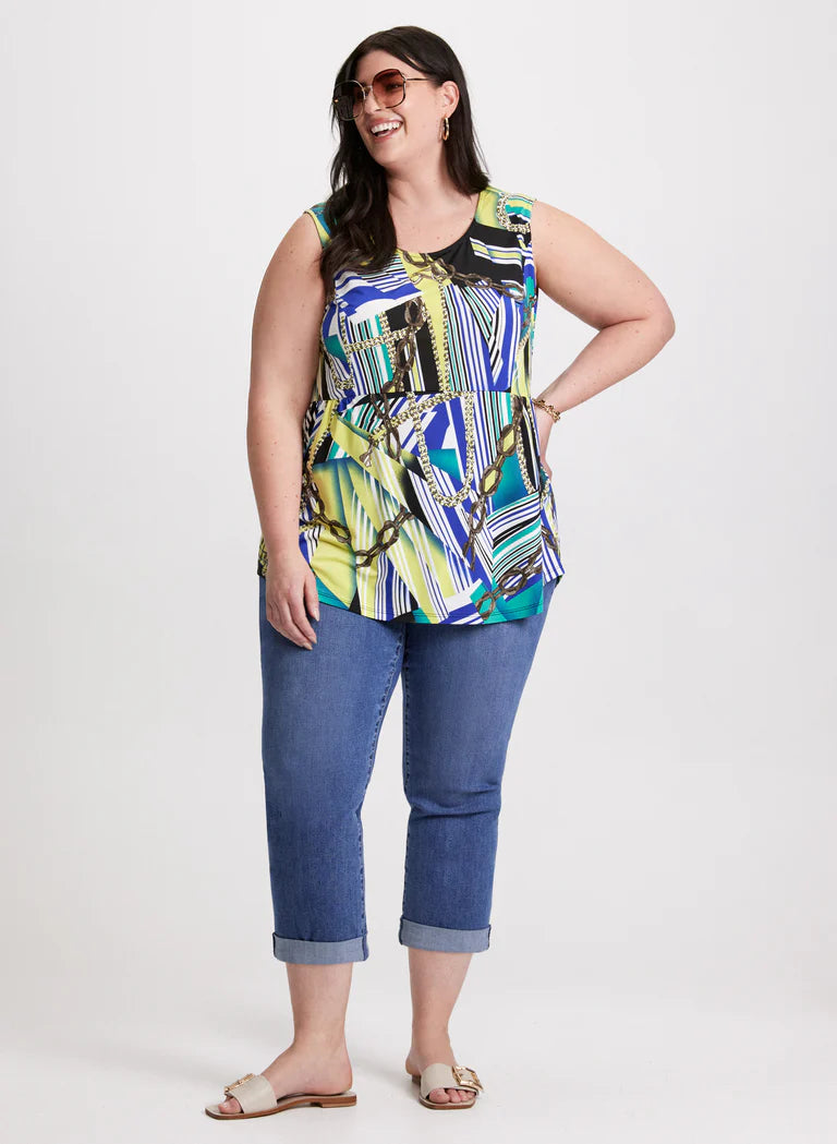 LAURA Geometric Print Sleeveless Top