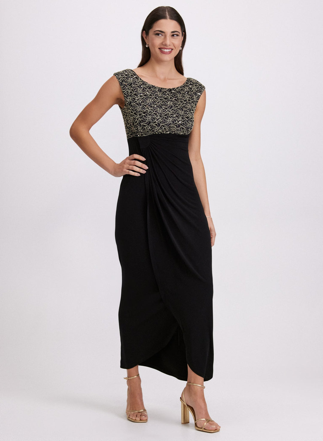 LAURA Sequined Empire Waist Dress