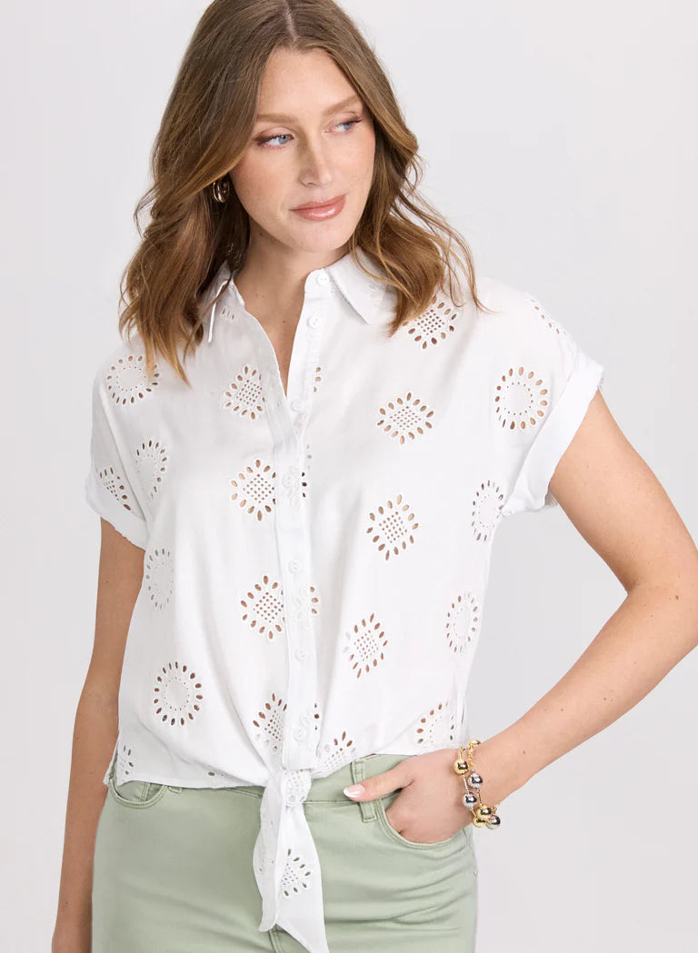 LAURA Embroidered Button-Down Blouse