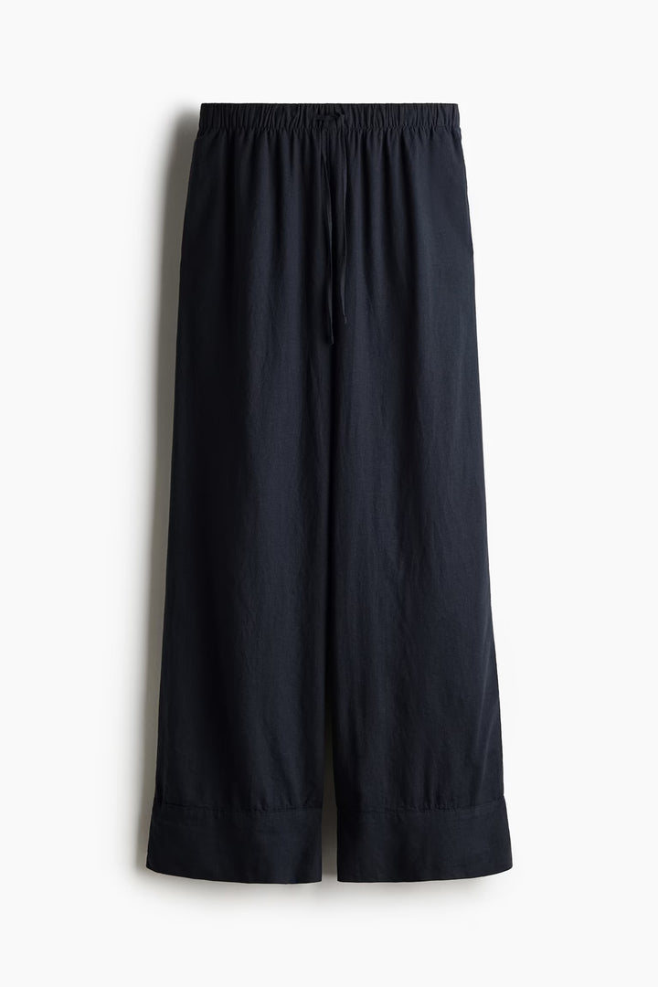 H&M Wide-Leg Linen-Blend Pants