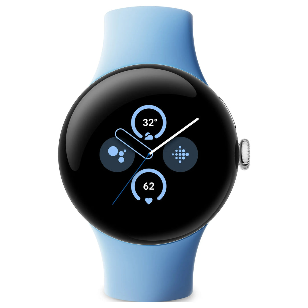 Google Pixel Watch 2 with the Best of Fitbit and Google - Heart Rate Tracking, Stress Management, Safety Features - Android Smartwatch - Polished Silver Aluminum Case - Bay Active Band - Wi-Fi