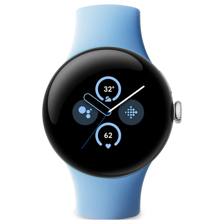 Google Pixel Watch 2 with the Best of Fitbit and Google - Heart Rate Tracking, Stress Management, Safety Features - Android Smartwatch - Polished Silver Aluminum Case - Bay Active Band - Wi-Fi