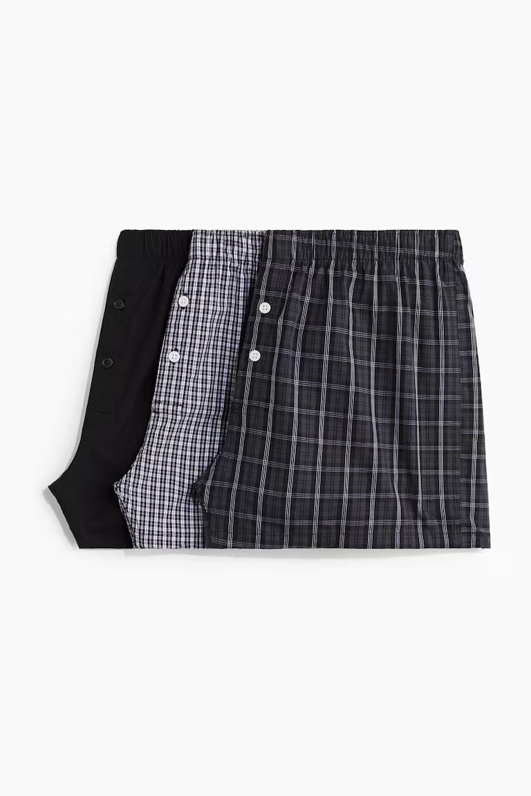 H&M 3-pack Woven Cotton Boxer Shorts