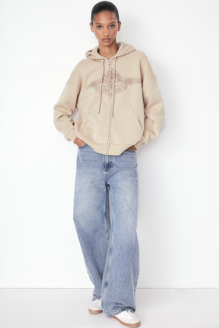 H&M Oversized Hooded Jacket with Motif