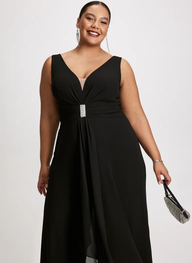 LAURA Sleeveless Deep V-Neck Jumpsuit