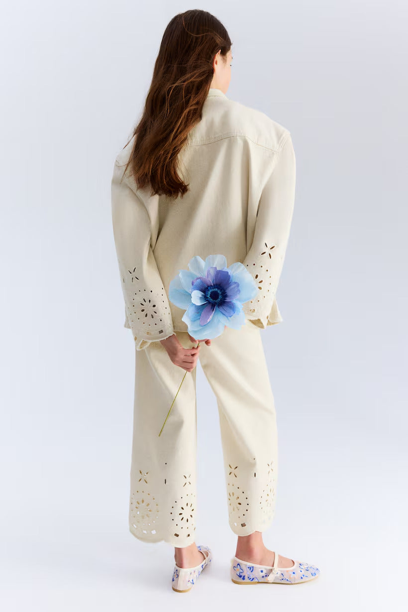 H&M Ankle Jeans with Eyelet Embroidery