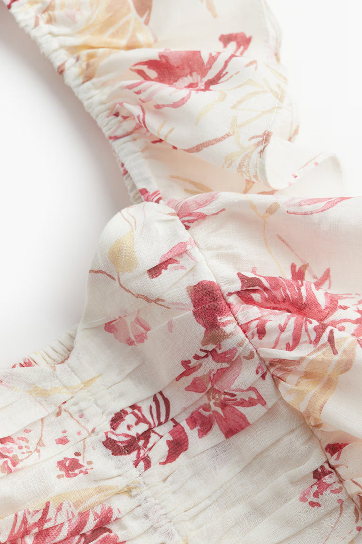 H&M Linen-blend Cropped Blouse