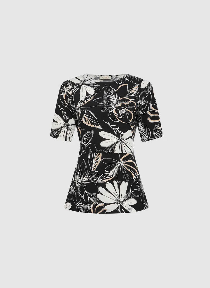 LAURA Leaf Print Peplum Top