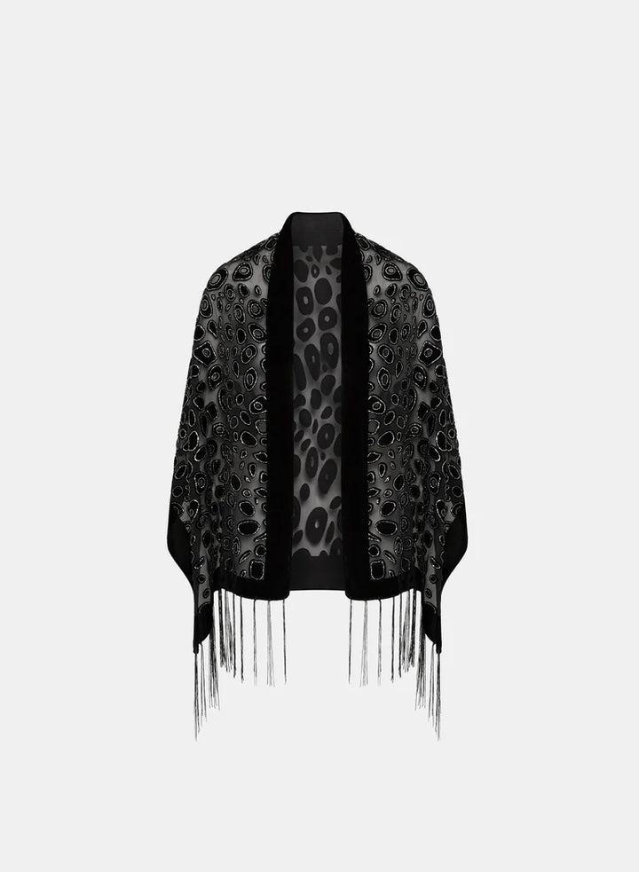 LAURA Leopard Print Fringe Hem Wrap