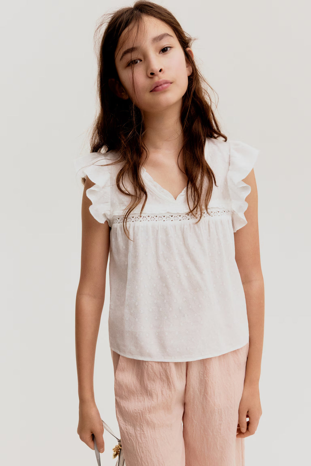 H&M Ruffle-Trimmed Cotton Blouse
