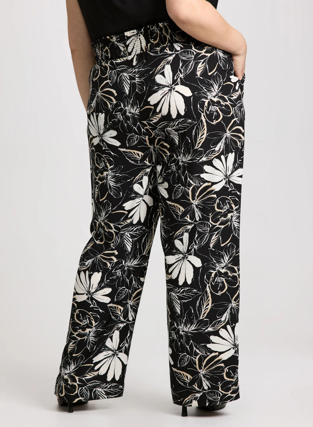 LAURA Crepe Floral Wide Leg Pants