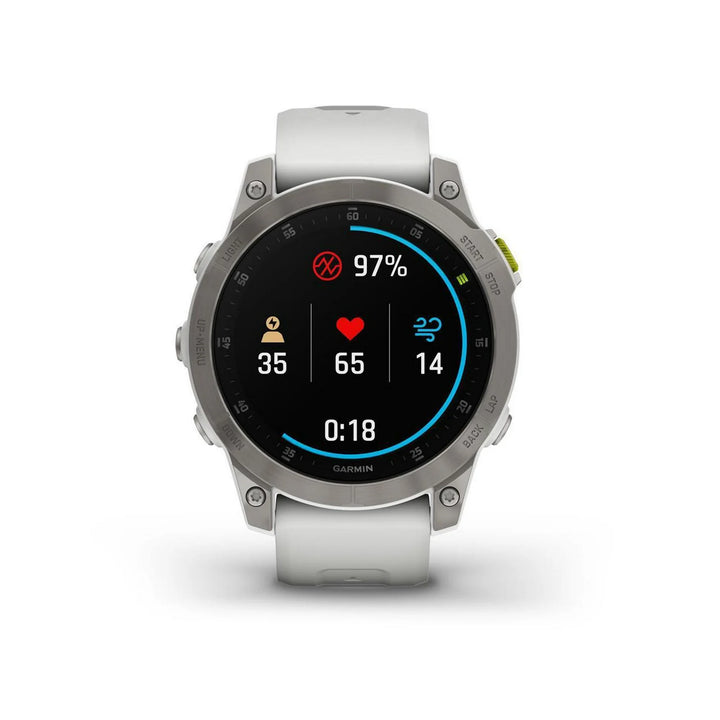 Garmin epix Gen 2, Premium active smartwatch, Health and wellness features, touchscreen AMOLED display, adventure watch with advanced features, white titanium