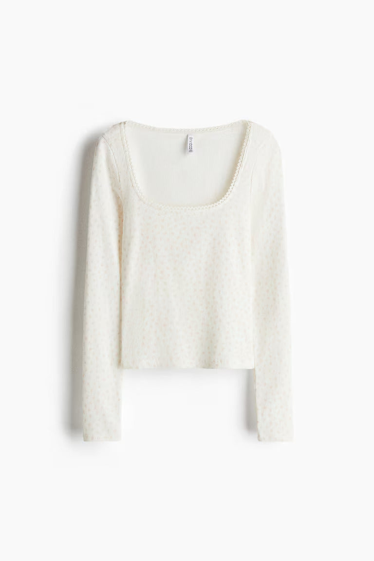 H&M Picot-Trimmed Cotton Top
