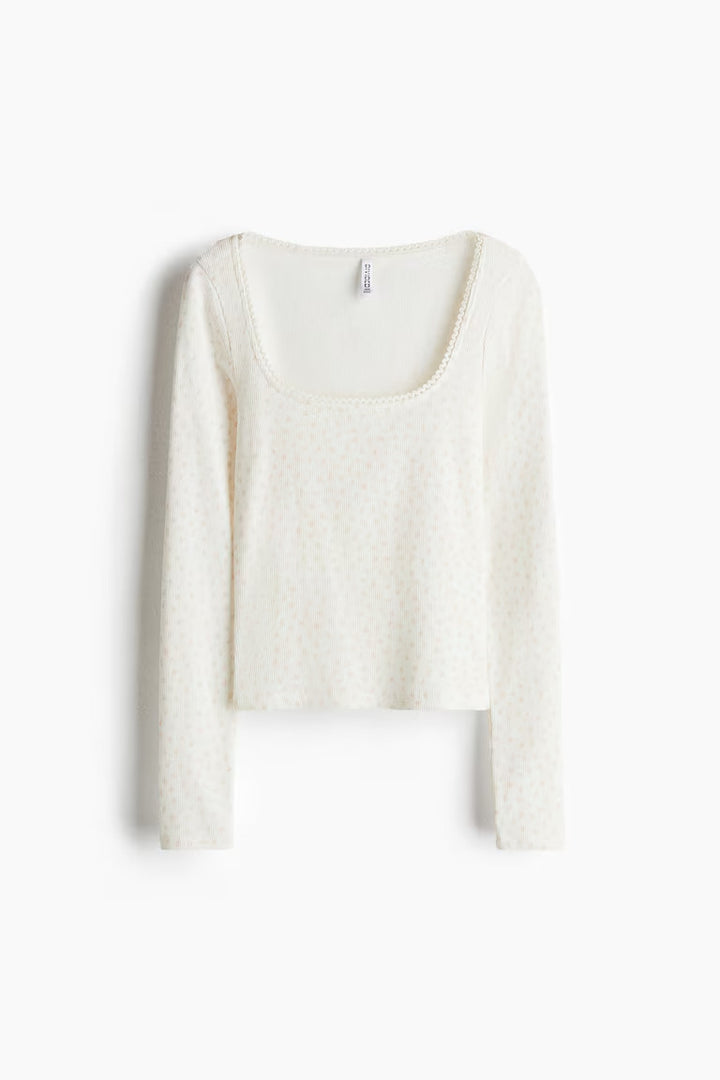H&M Picot-Trimmed Cotton Top