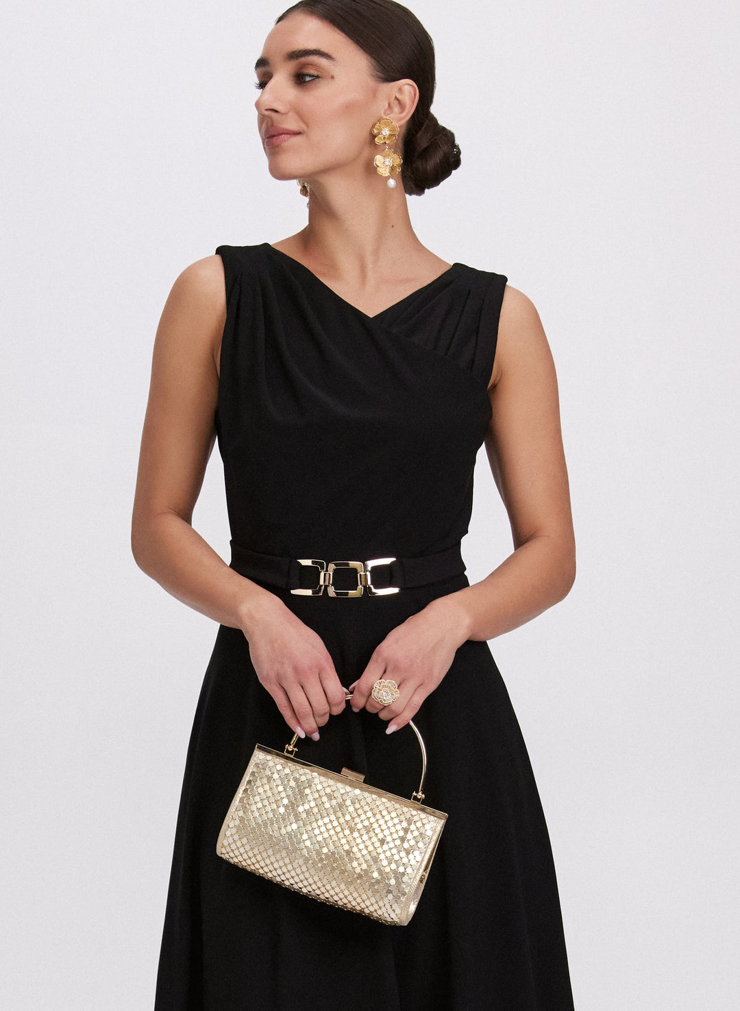 LAURA Belted Pleat Detail Dress