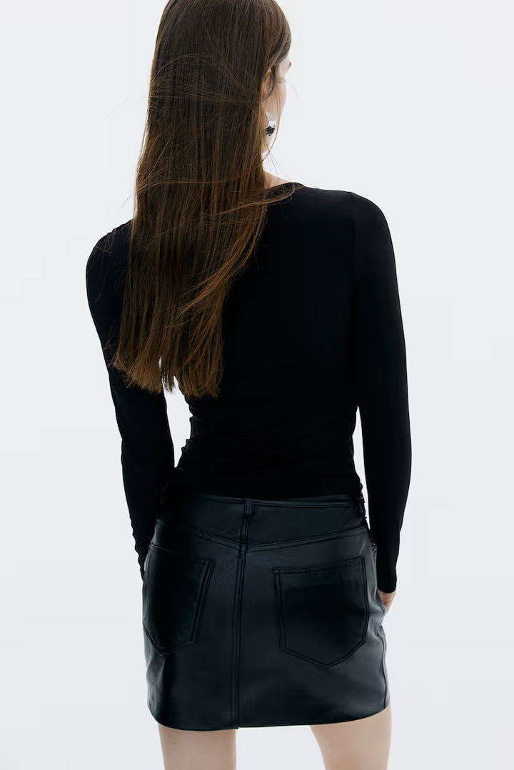 H&M DRAPED-DETAIL JERSEY TOP