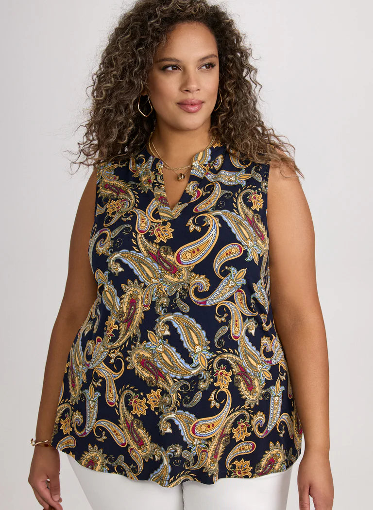 LAURA Paisley Split Neck Blouse
