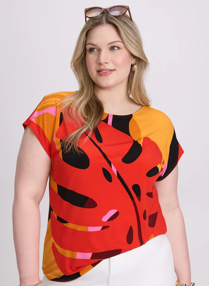 LAURA Leaf Print Top