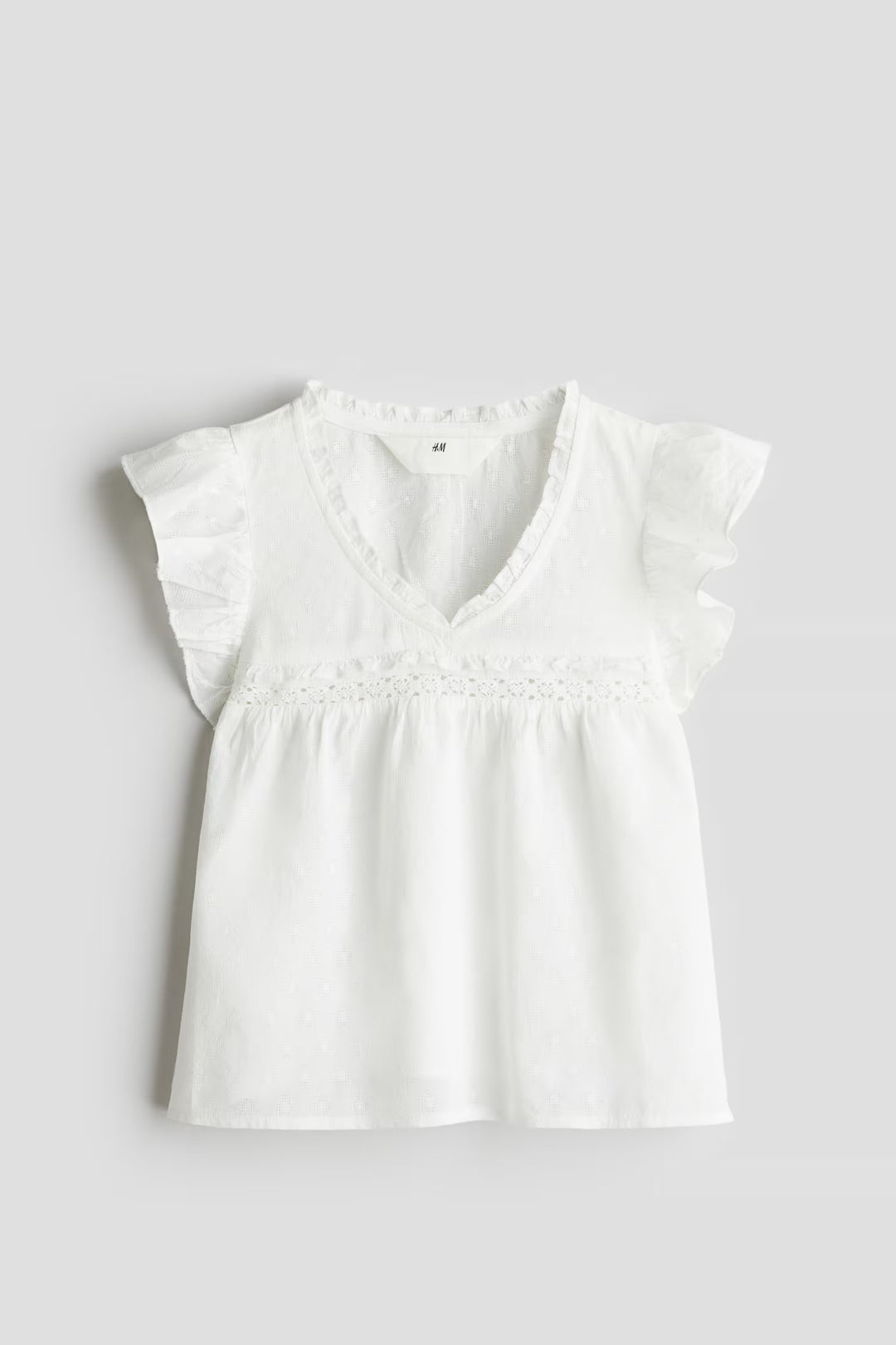H&M Ruffle-Trimmed Cotton Blouse