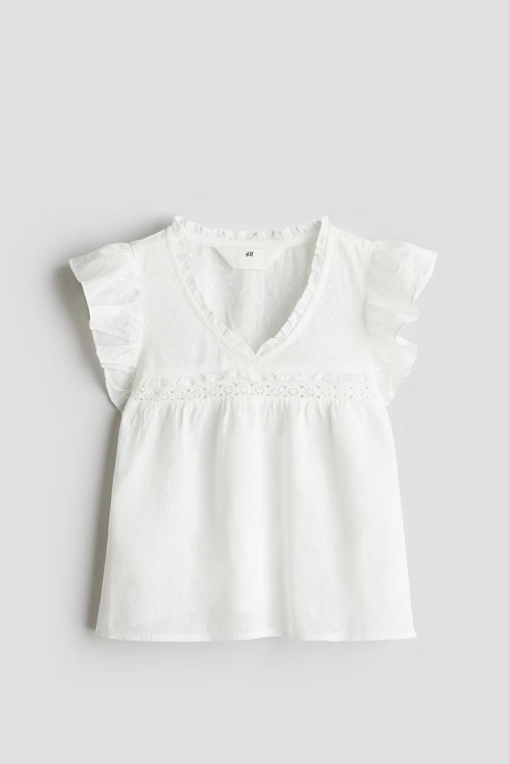 H&M Ruffle-Trimmed Cotton Blouse