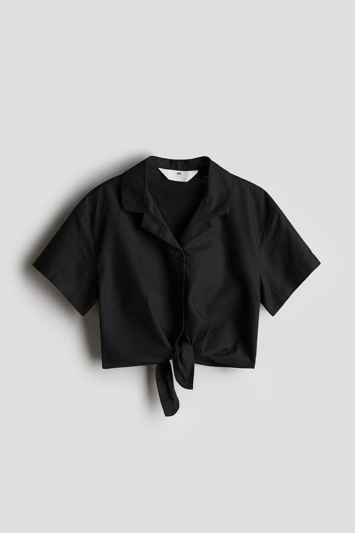 H&M Knot-Detail Cropped Shirt