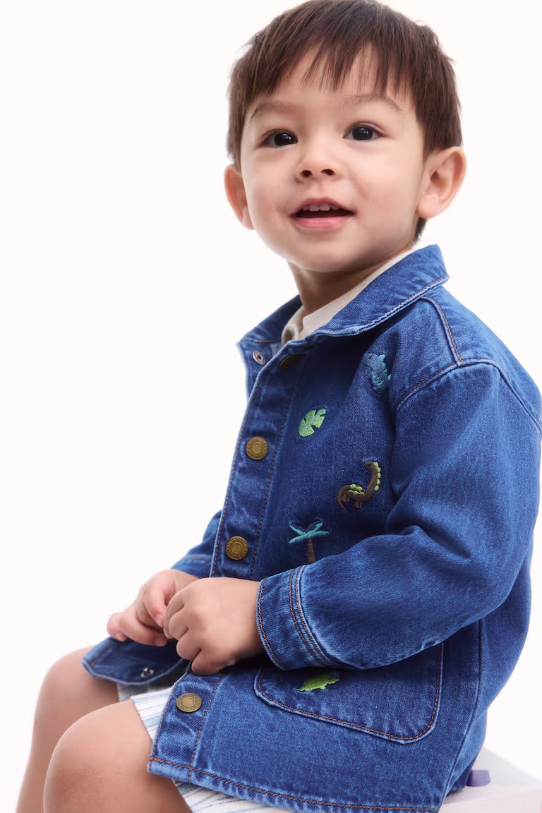 H&M Embroidered-Detail Denim Shacket