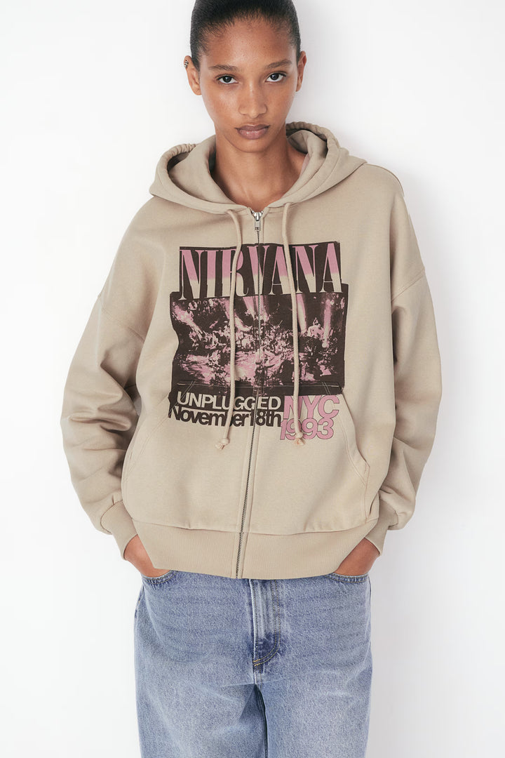 H&M Oversized Hooded Jacket with Motif