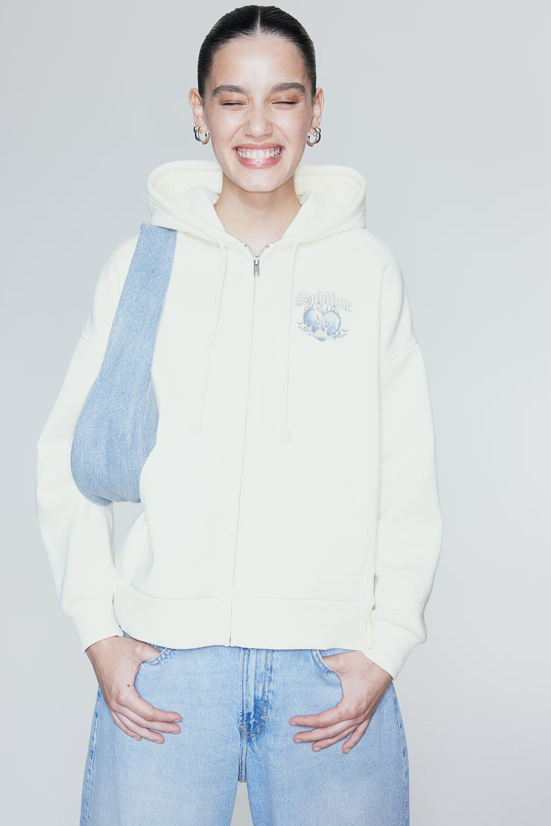 H&M Oversized Hooded Jacket with Motif