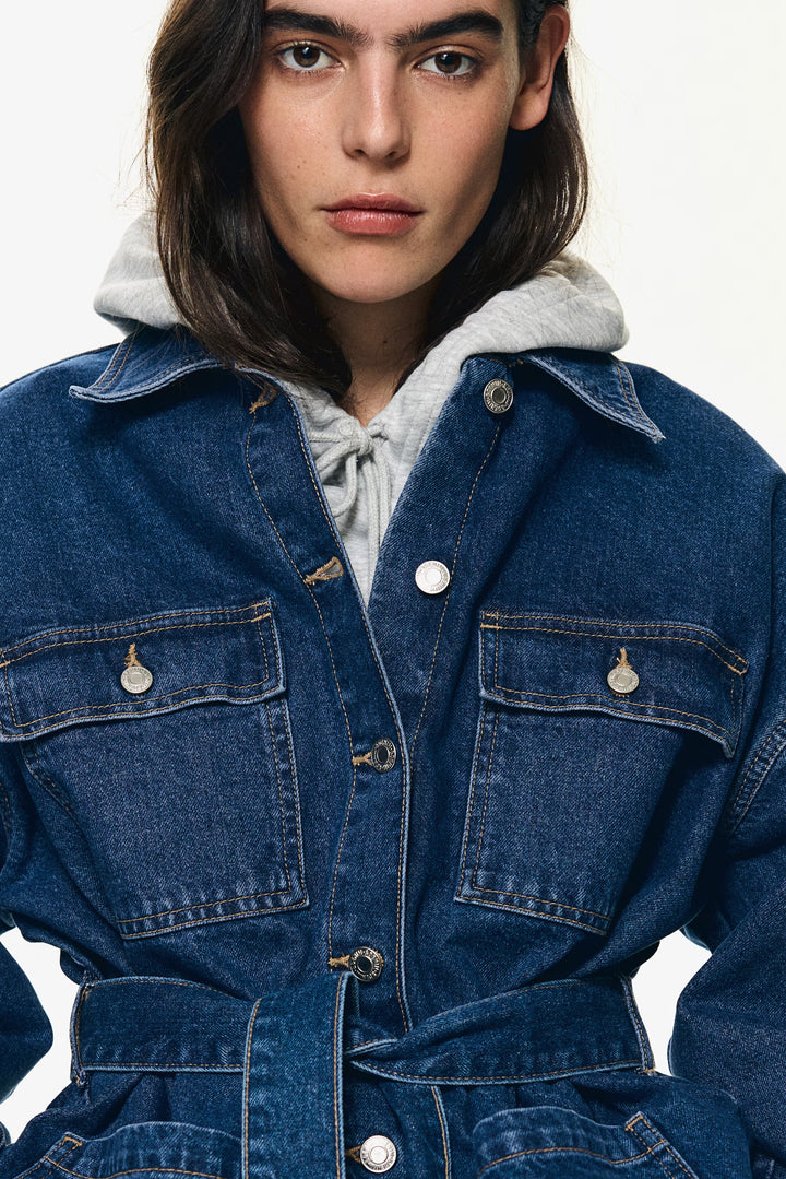 H&M Tie-Belt Denim Jacket