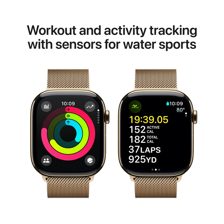 Apple Watch Series 10 GPS + Cellular 46mm Gold Titanium Case with Gold Milanese Loop - M/L