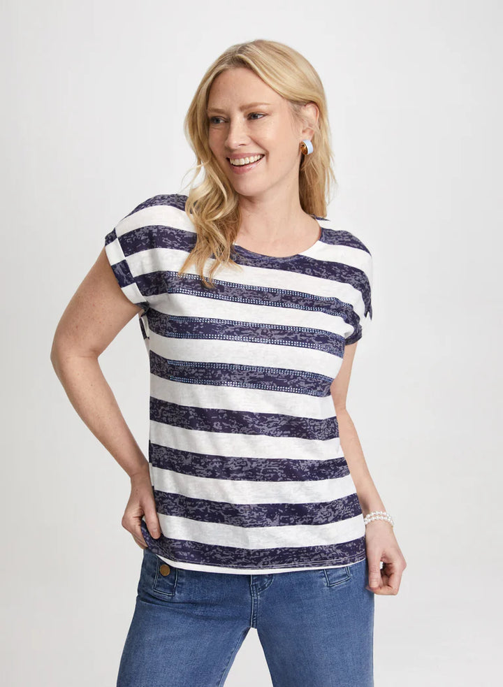 LAURA Striped Short Sleeve Top