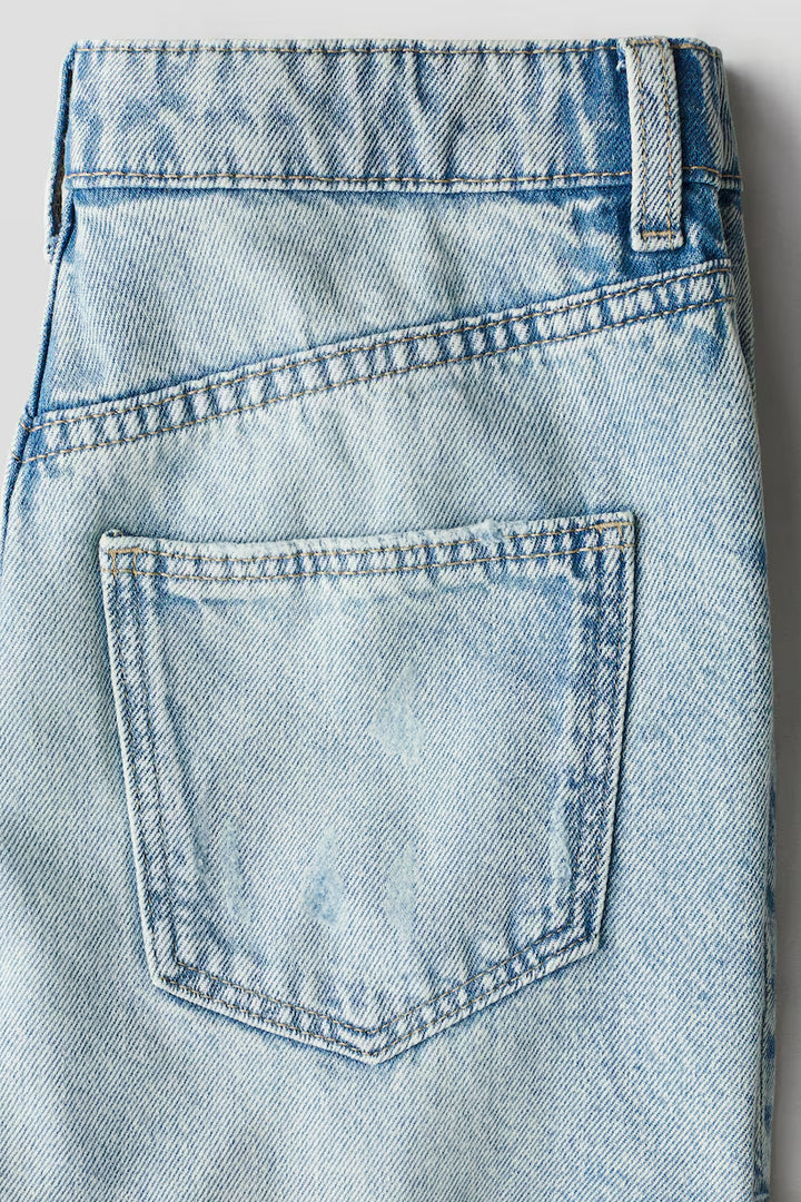 H&M Frayed-Edge Denim Shorts