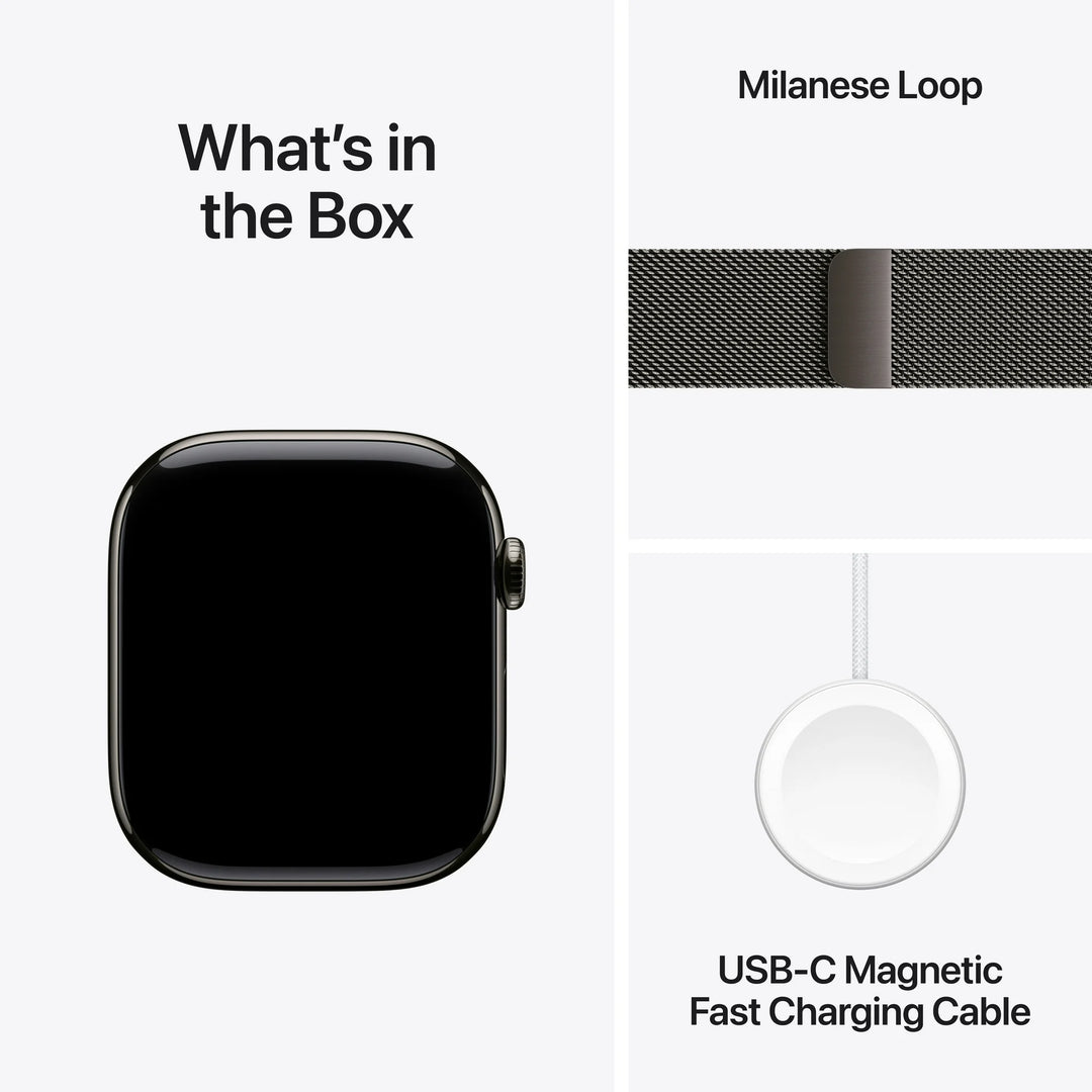 Apple Watch Series 10 GPS + Cellular 46mm Slate Titanium Case with Slate Milanese Loop - S/M