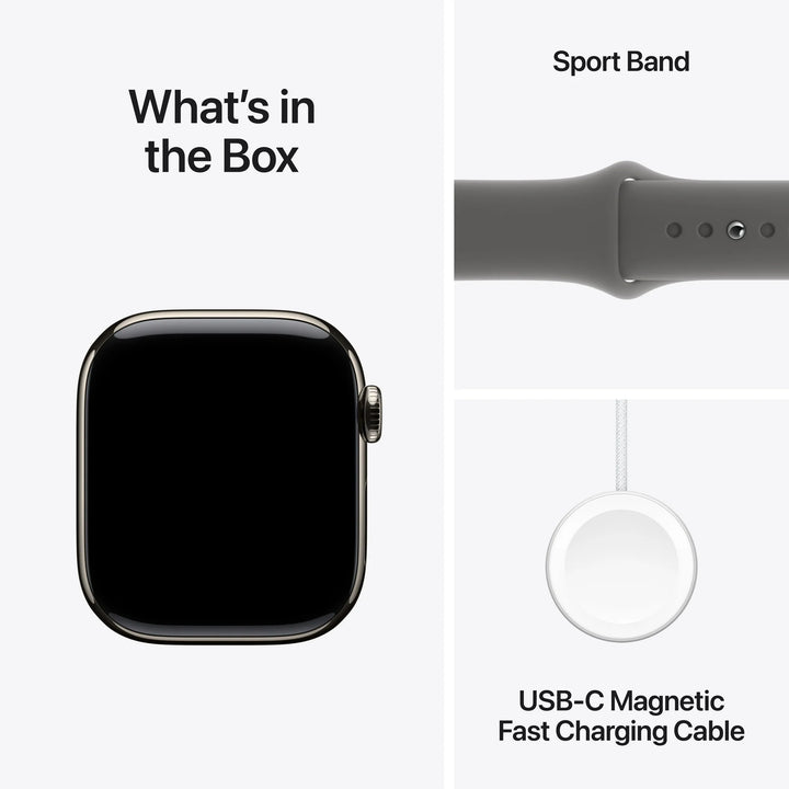 Apple Watch Series 10 GPS + Cellular 42mm Natural Titanium Case with Stone Gray Sport Band - M/L