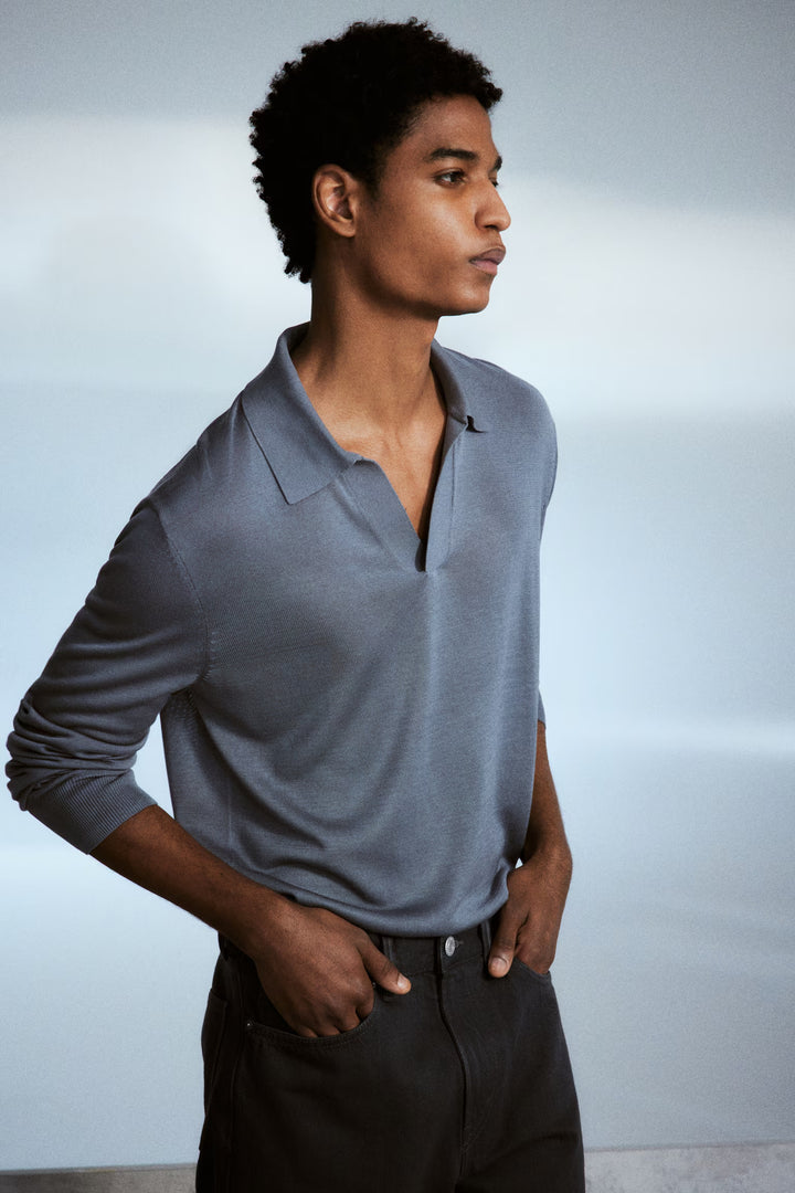 H&M Regular Fit Fine-Knit Polo Shirt