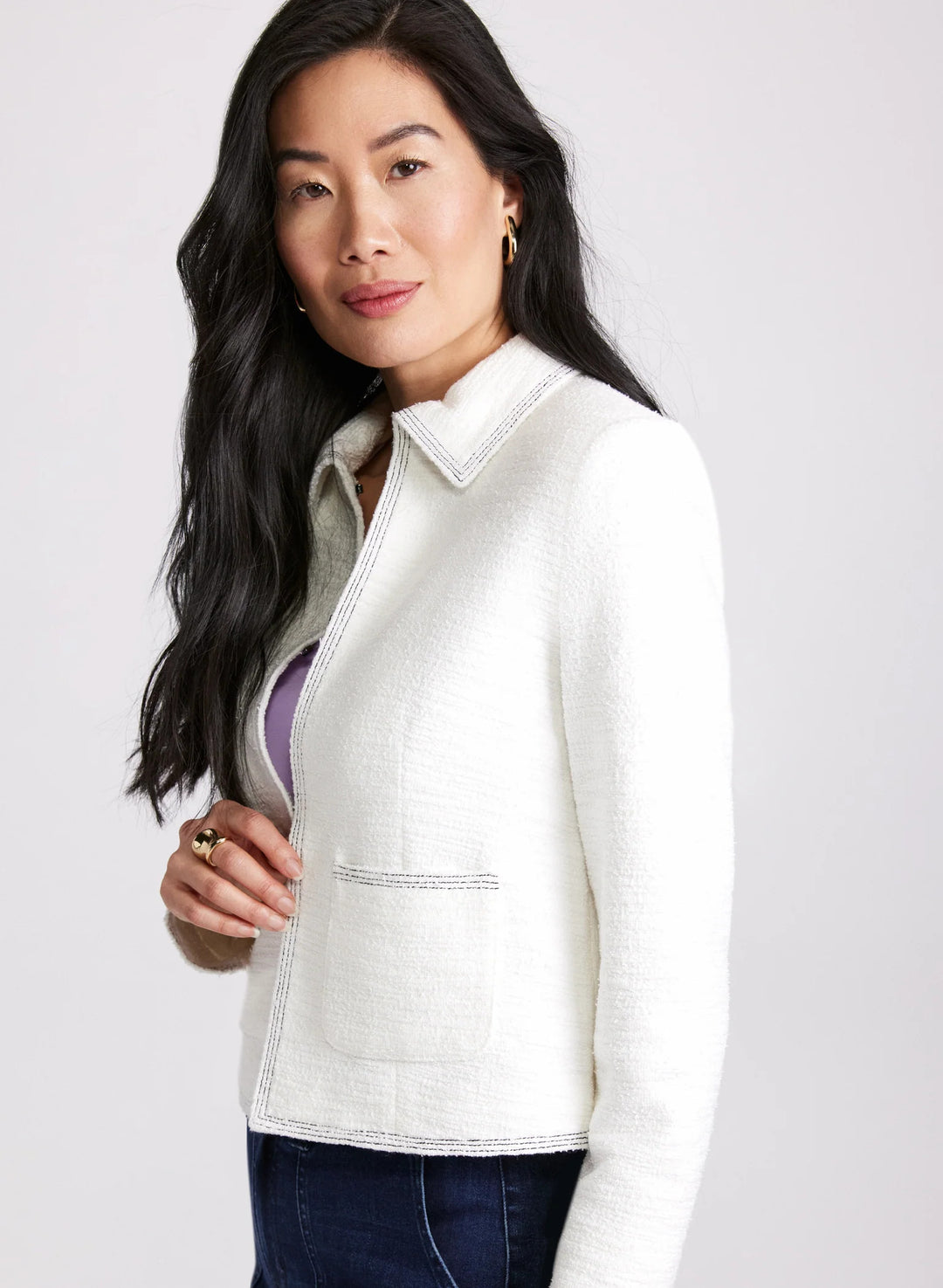 LAURA Contrast Stitch Tweed Jacket