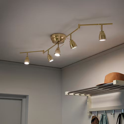 IKEA BAROMETER Ceiling track, 5-spots, brass color