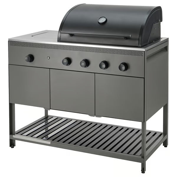 IKEA BÅTSKÄR Gas grill with side burner, outdoor/dark gray, 47 1/4x23 5/8 "