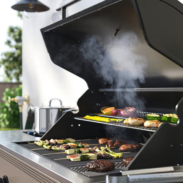 IKEA BÅTSKÄR Gas grill with side burner, outdoor/dark gray, 47 1/4x23 5/8 "