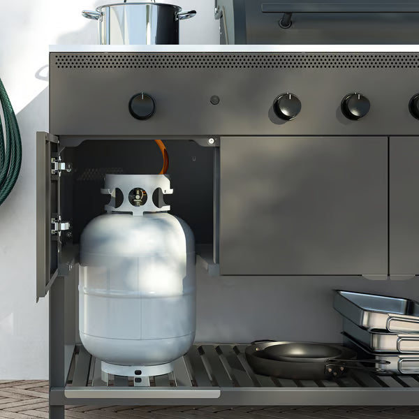 IKEA BÅTSKÄR Gas grill with side burner, outdoor/dark gray, 47 1/4x23 5/8 "