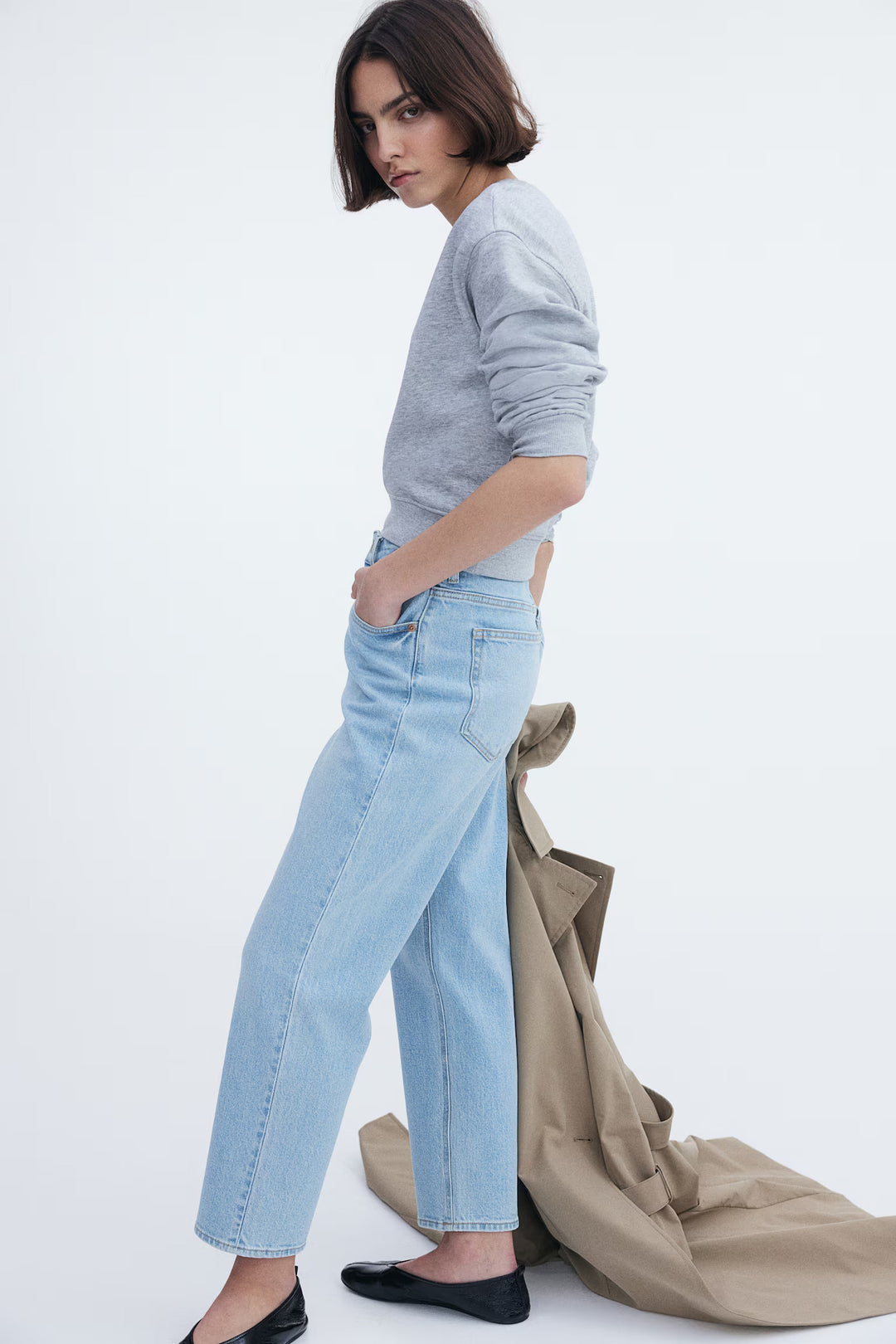 H&M High Rise Slim Straight Ankle Jeans