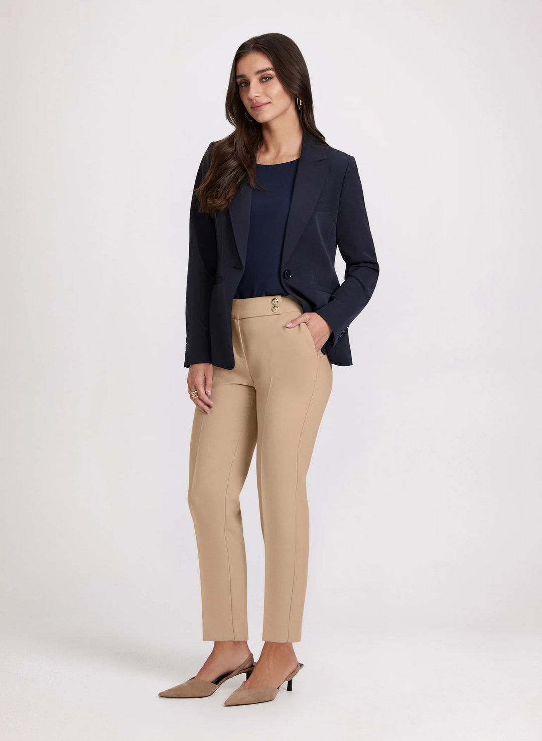 LAURA Emma Embossed Button Slim-Leg Pants