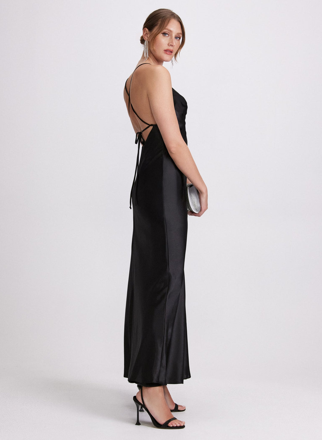 LAURA Cowl Neck Satin Dress