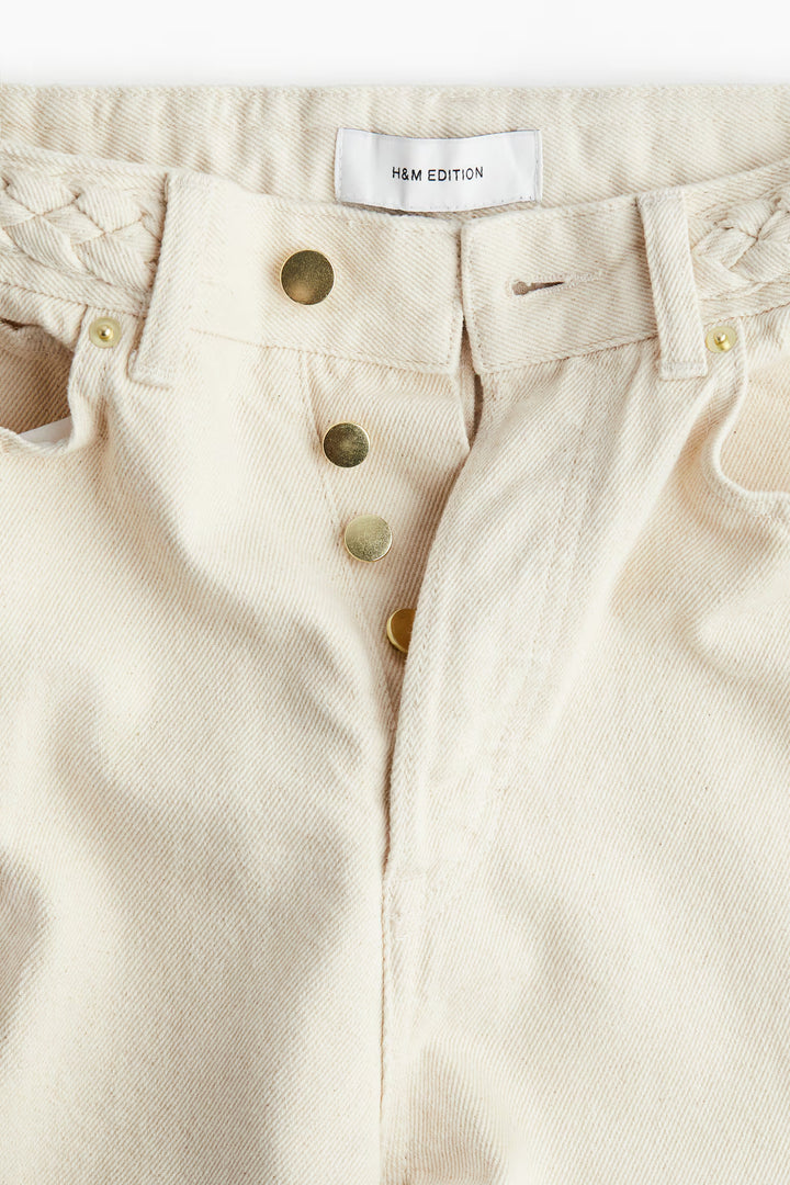 H&M Wide-Leg Braided Jeans