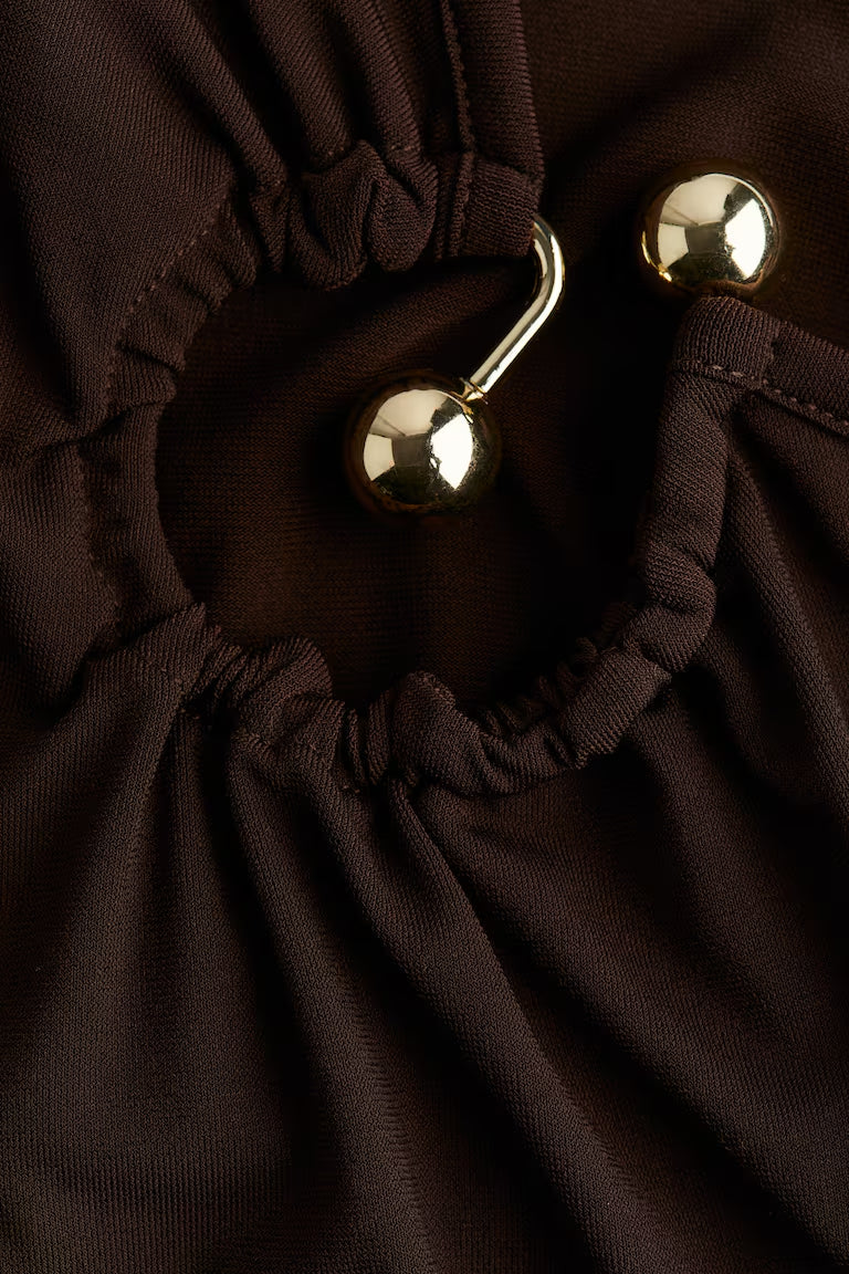 H&M DRAPED-DETAIL JERSEY TOP