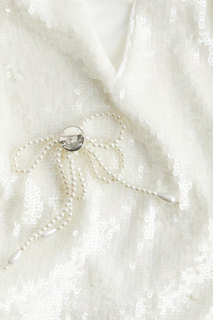 H&M Bow-Detail Sequined Top